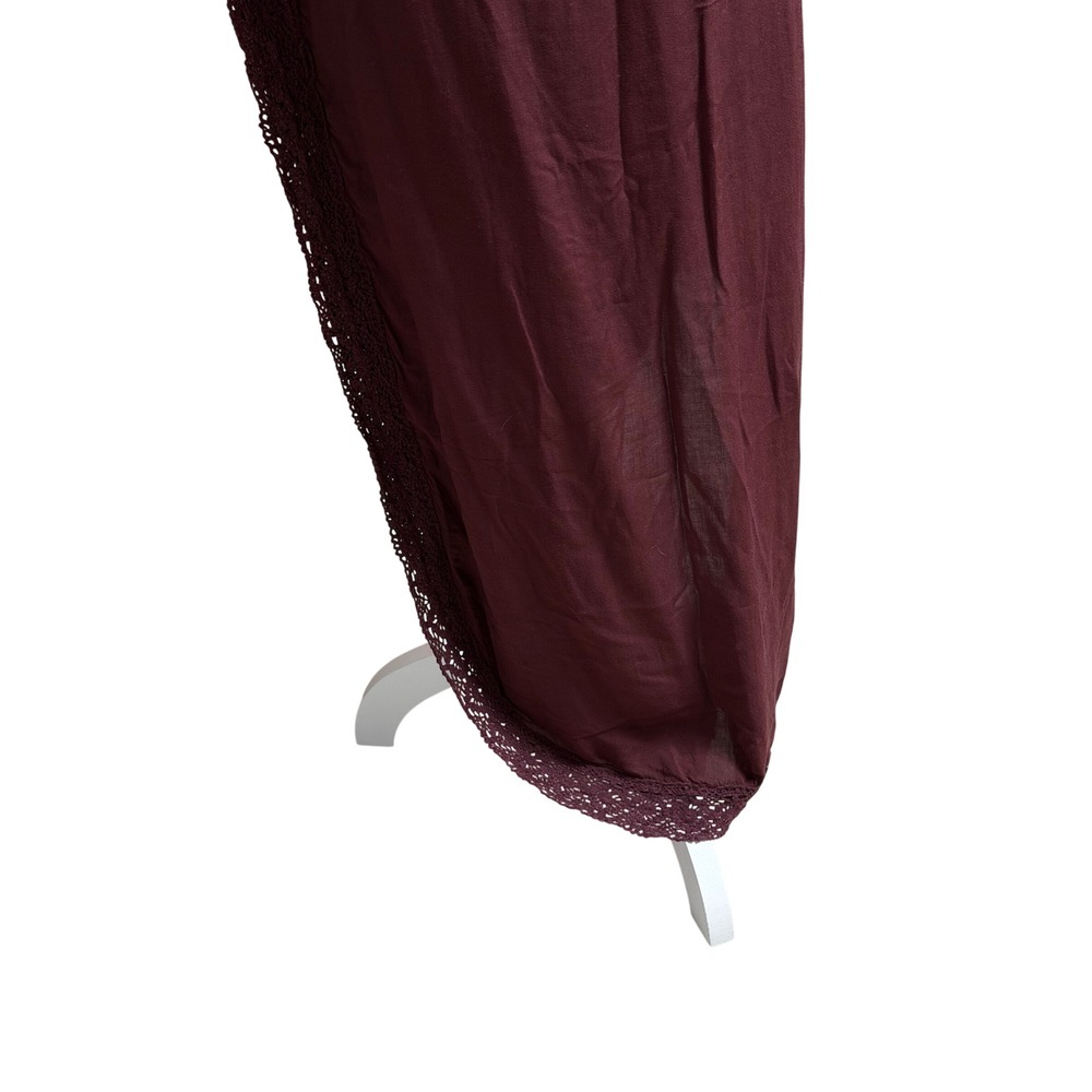 Nasty Gal Maxi Dress XS Burgundy Crochet Lace Butterfly Sleeve Open Back - Picture 5 of 8